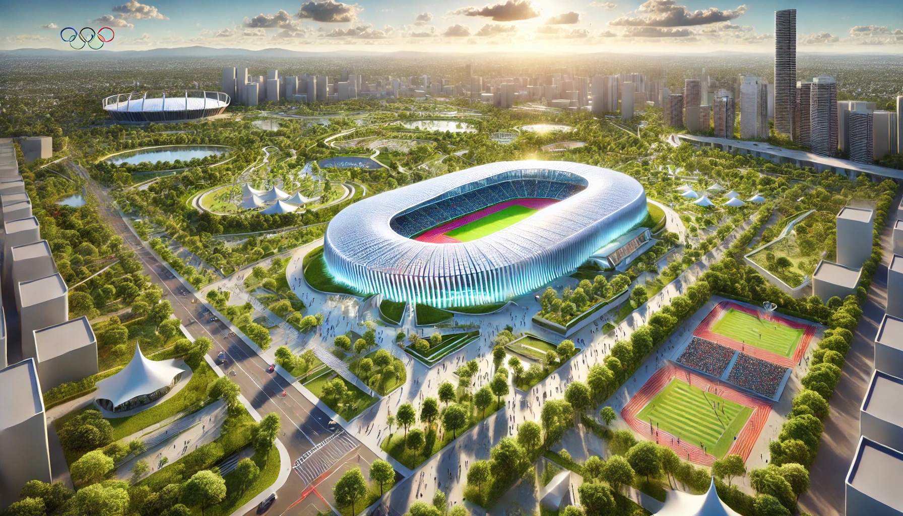 A conceptual illustration of a stadium in Victoria Park